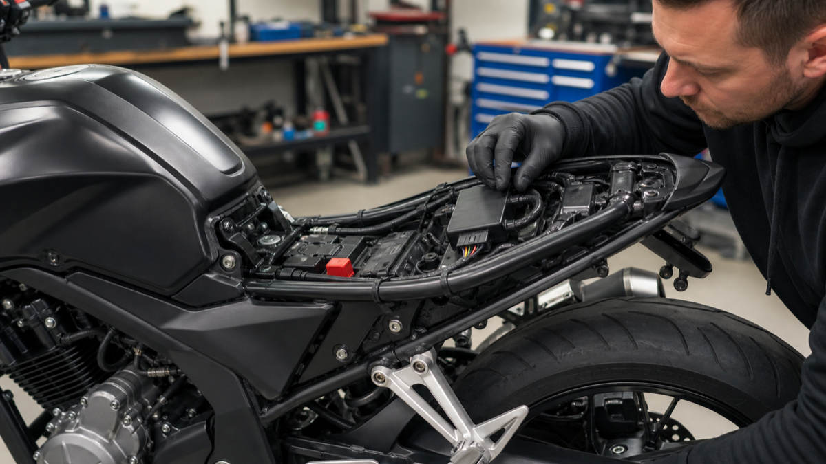 Husqvarna Svartpilen 125 tuning module installation with safe wiring route