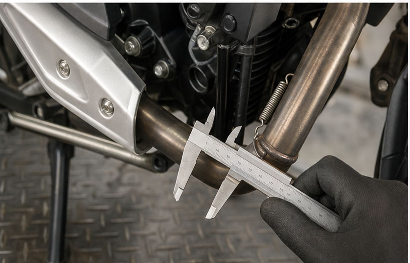 KSR GRS 125 derestriction exhaust measurement KSR GRS 125 exhaust diameter measurement for derestriction and fitment