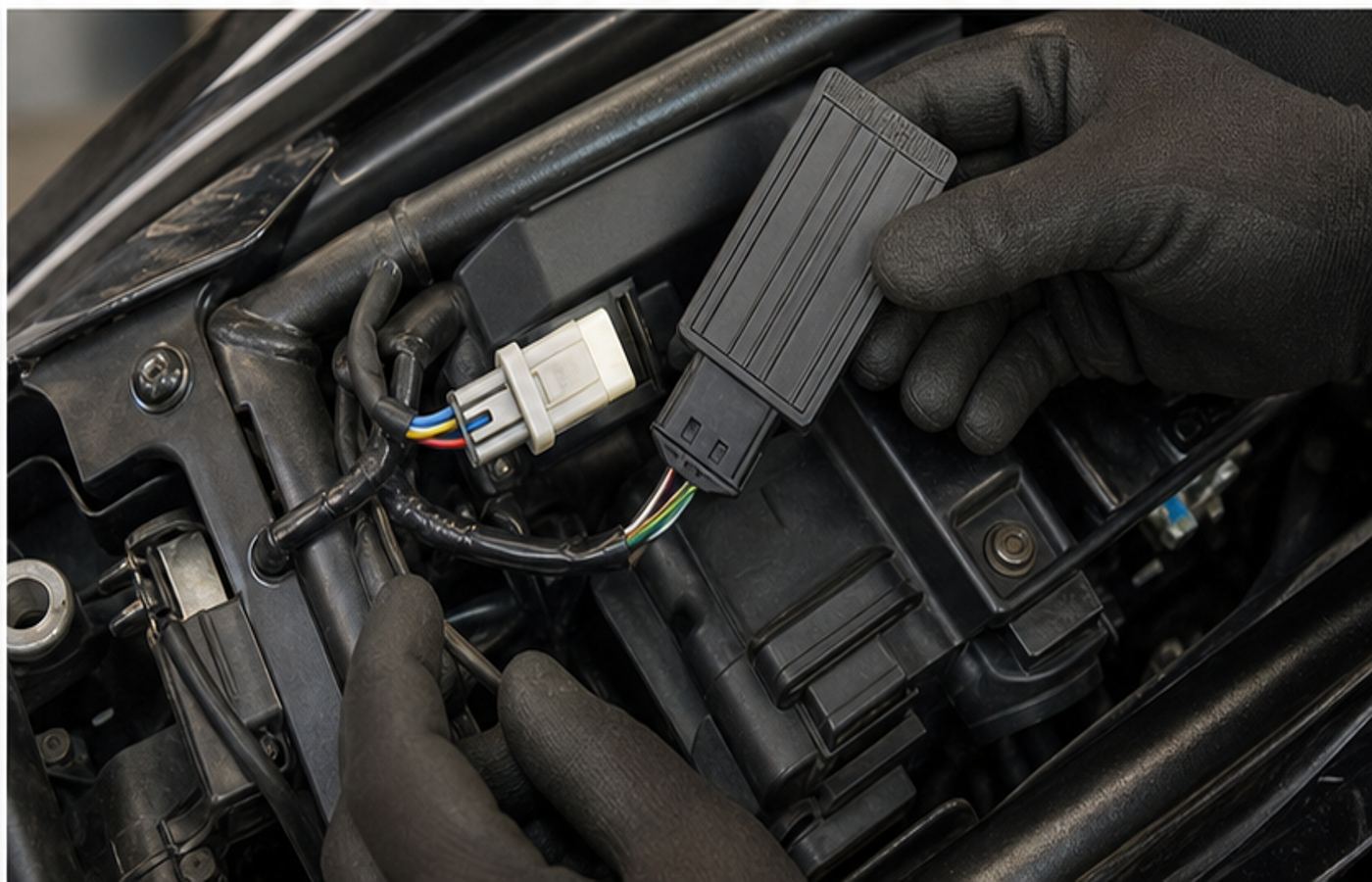 KSR GRS 125 derestriction module installation KSR GRS 125 sensor connector and tuning module installation check