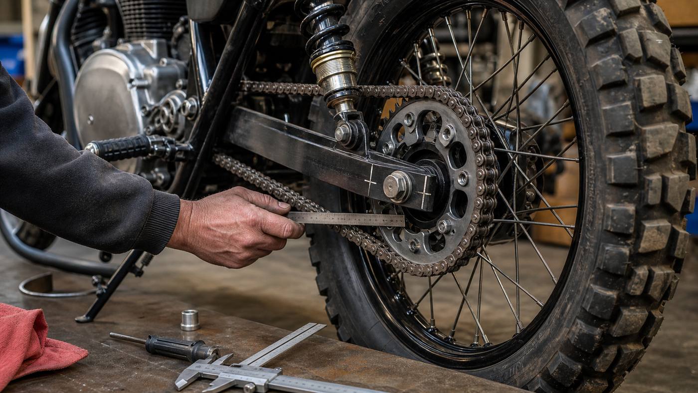 Mash X-Ride 650 chain and suspension checks Mash X-Ride 650 chain slack sprocket and rear suspension tuning checks