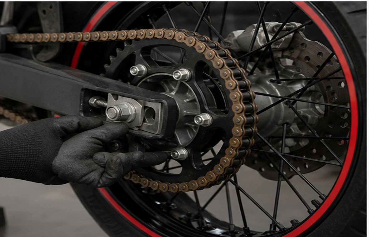 Mondial SMX 125 chain sprocket axle adjuster and rear wheel check