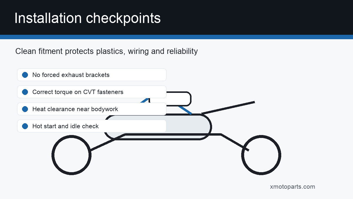 Peugeot Django 125 installation checks for exhaust CVT and EFI parts