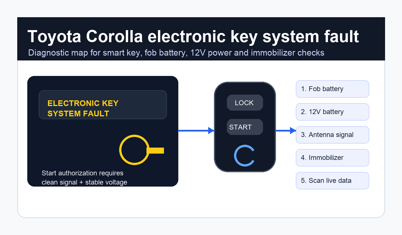 Toyota Corolla electronic key system fault