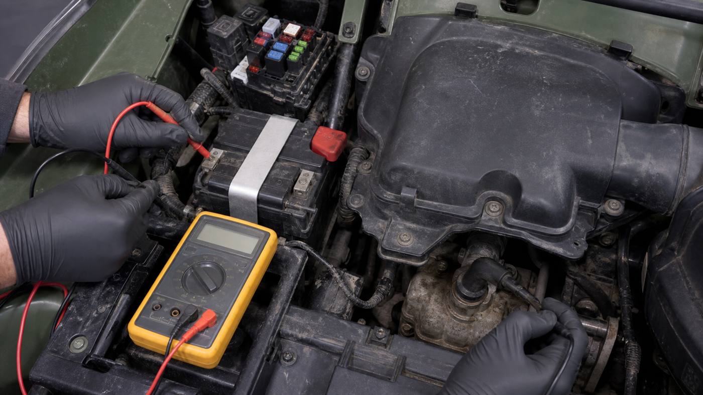 ATV electrical diagnosis for Grizzly 700 starting faults ATV battery, fuse and ignition checks for a Grizzly 700 starting fault